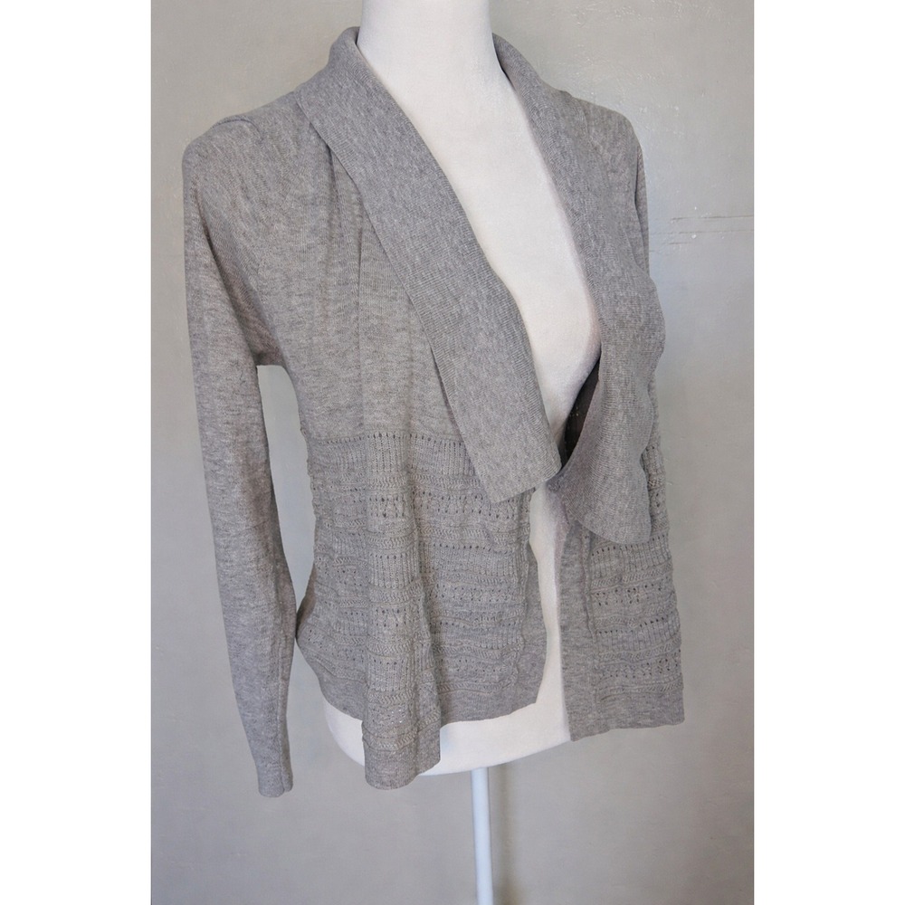 Banana Republic Cardigan Sweater Small Gray Open Front Knit‎ Lace Detail